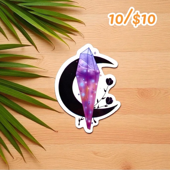 Galaxy Crystal Moon Vinyl Sticker – Purple Gemstone & Crescent Design - Picture 1 of 1